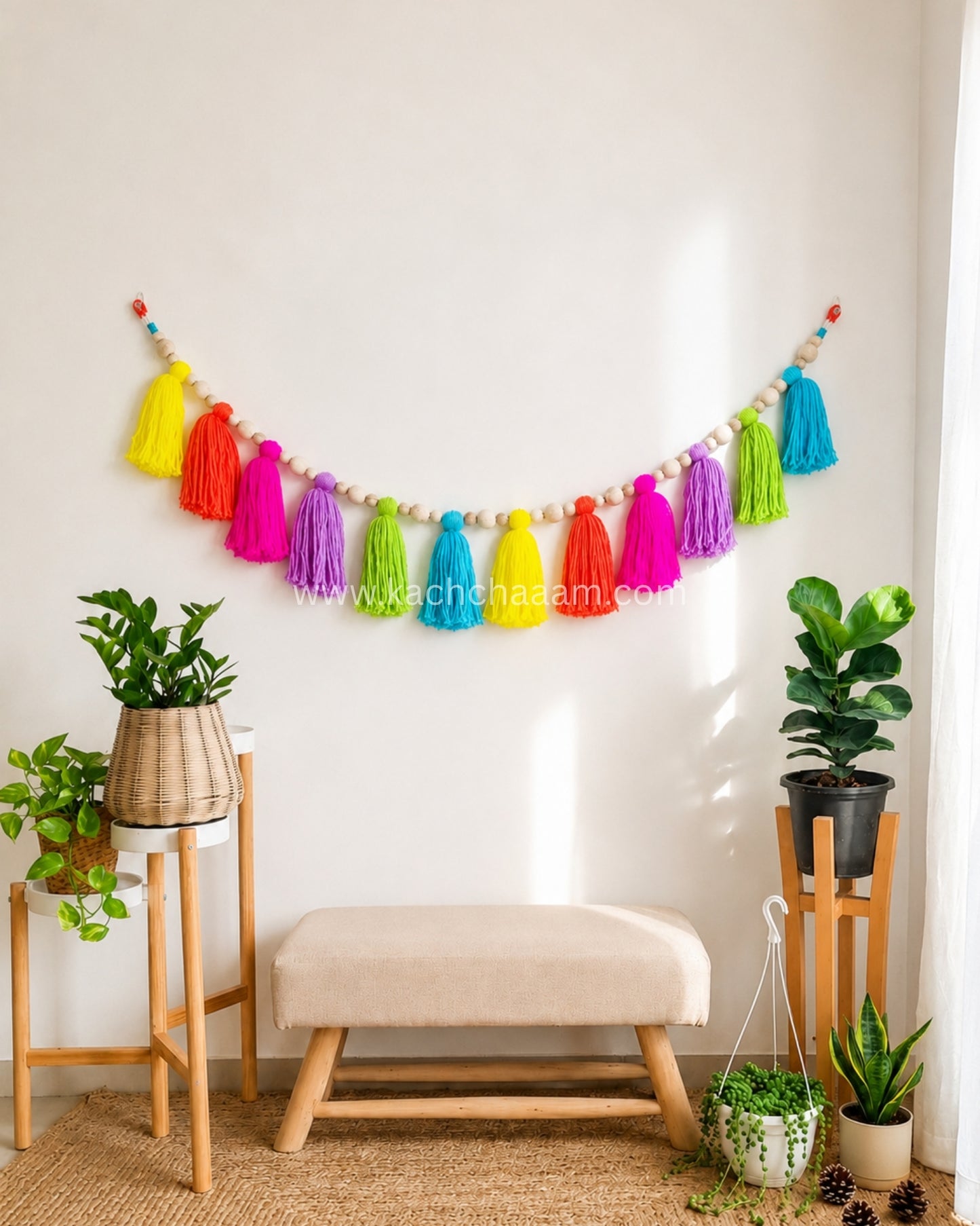 Single Layered Wool Tassel Neon Party Bunting