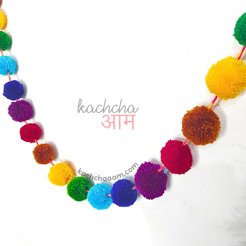 VIBGYOR Woolen Pompom Bunting Garland