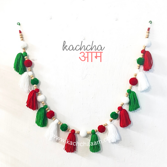Christmas Pompom and Tassel Wool Bunting Wall Decor