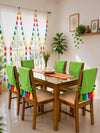 Green Cotton Slub Chair Cover with Rainbow Tassels