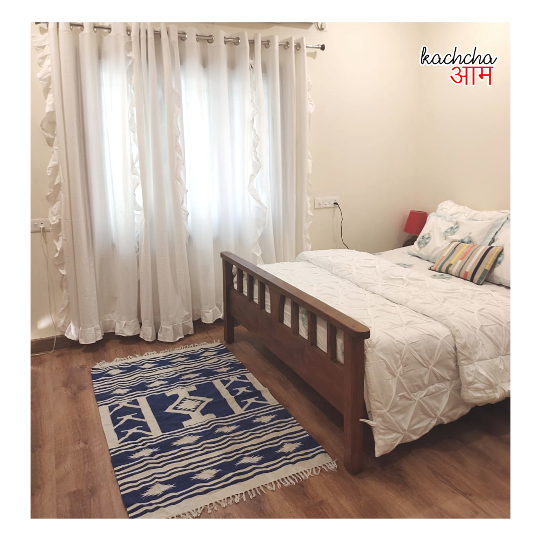 White Side Frill Curtains 100% Cotton Material