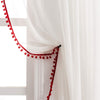 Colored Pompom Lace Modern White Cotton Curtains (7 Colors)