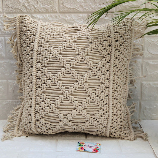 Chequered Macrame Cushion Cover