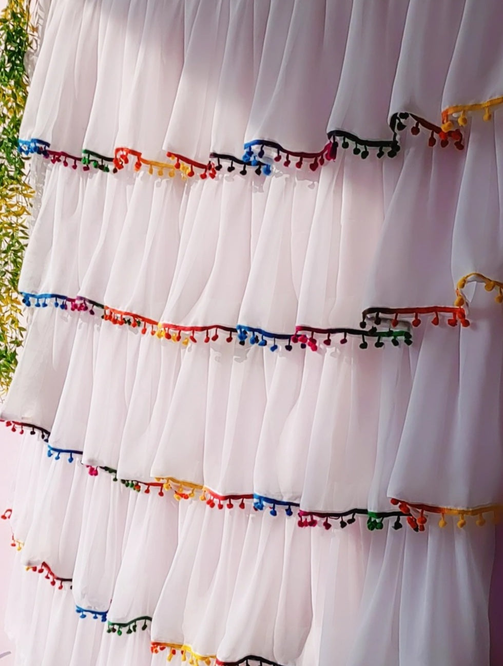 Full Ruffle Curtains With Pompom Lace