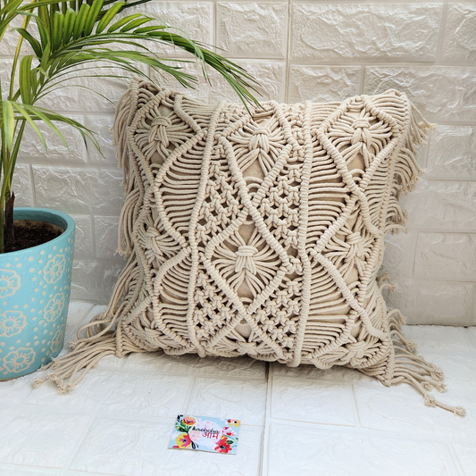 Fringes Macrame Cushion Cover