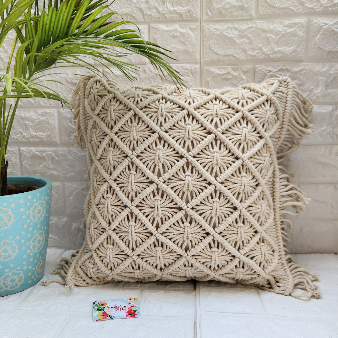 Honeycomb Macrame Cushion Cover